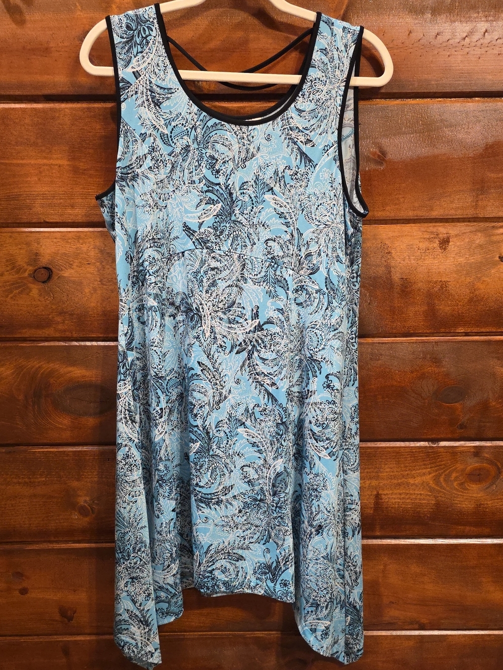 Light Blue Paisley Print Sleeveless Dress/ Swimsuit Cover